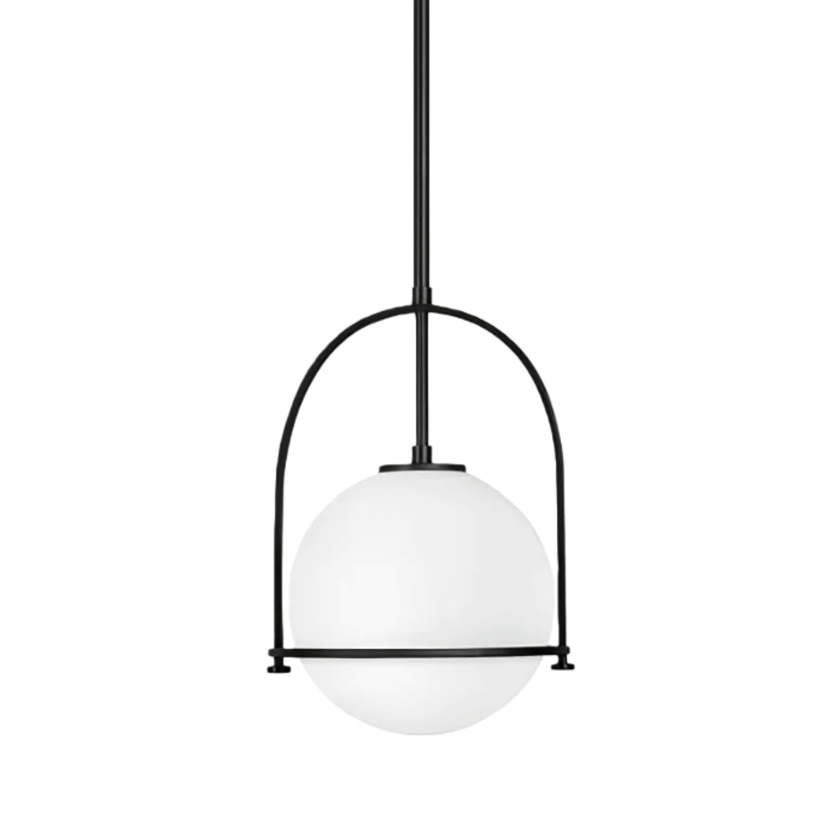 Modern Ceiling Light — Etched Opal Glass Globe & Brass Black